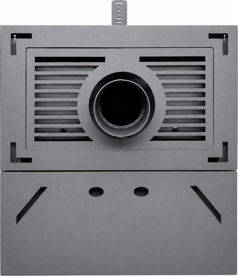 Pelletheizung ohne Strommodell NATUR STYLE 8 kW. Es funktioniert ohne Anschluss an das Stromnetz. Die Farbe schwarz